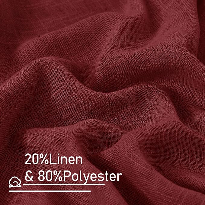 LAMIT 95 inch Linen Curtains for Living Room, Burgundy Red Bronze Grommet - Image 3