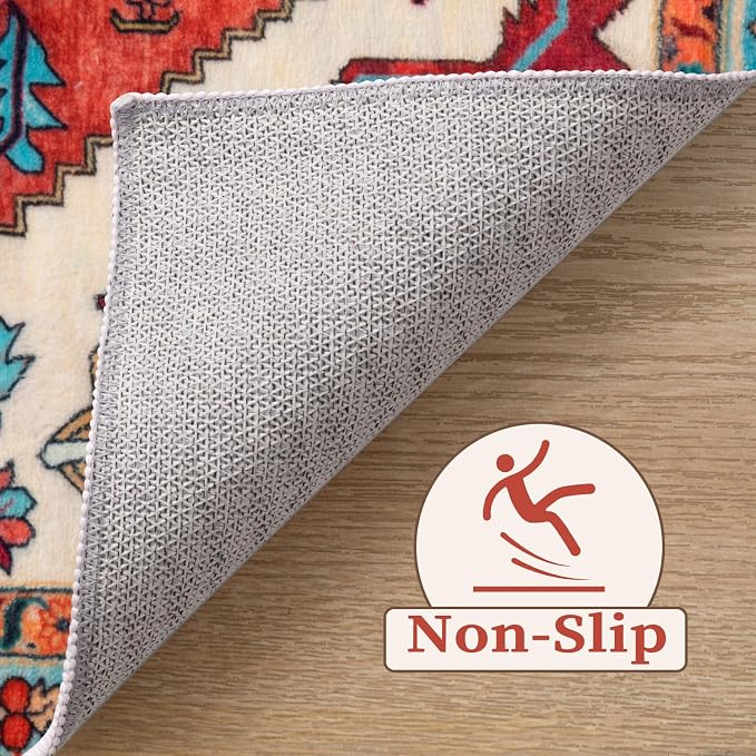 SERISSA Washable Rugs 9x12 Area Rugs, Large Non-Slip Boho Living Room Rug - Image 4