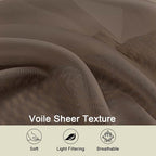 Chocolate Sheer Curtains for Bedroom Living Room 45 Inch Length 2 Panels - Image 3