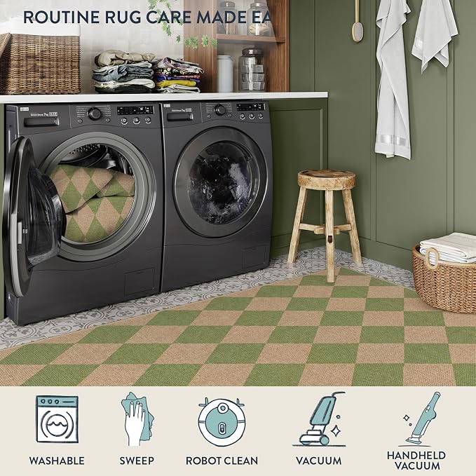 Lahome Colette Checkered Washable Rugs 5x7, Farmhouse Non Slip Non Shedding - Image 5
