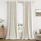 Guken Cream 100% Blackout Linen Curtains 42 Inch Wide by 84 Inch by Guken