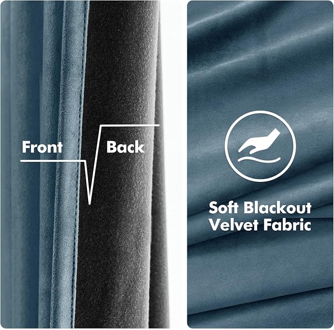 MIULEE Velvet Curtains Dark Slate Elegant Grommet Curtains Thermal Insulated - Image 3