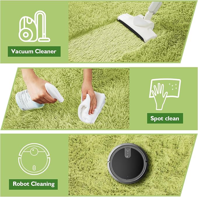 Shag Area Rug for Bedroom 5x8, Grass Green Fluffy Area Rugs for Living Room - Image 4