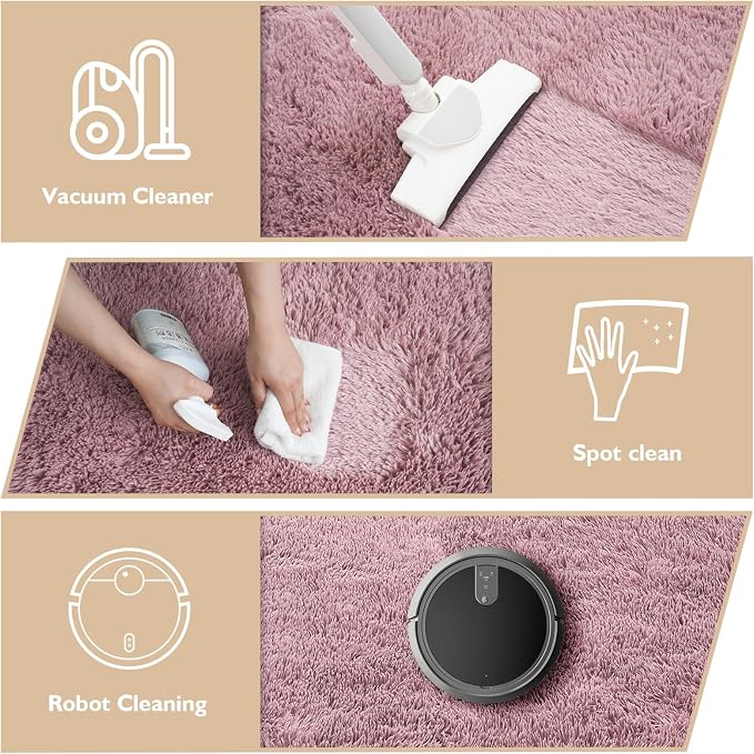 Shag Area Rug for Bedroom 3x5, Blush Fluffy Area Rugs for Living Room, Soft - Image 5