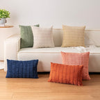 Pack of 2 Corduroy Decorative Throw Pillow Covers 20x20 InchSoft Boho Striped - Image 4