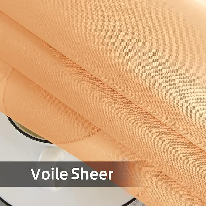 youleyar Solid Sheer Rod Pocket Curtain Voile Draperies 2 Panels White Beige - Image 5