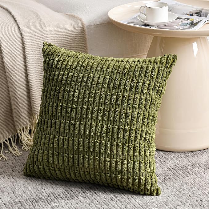 Fancy Homi 4 Packs Boho Moss Green Decorative Throw Pillow Covers 26x26 Inch - Image 2