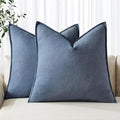 MIULEE Decorative Linen Euro Sham Pillow Covers 26x26 Inch Blue Ashes Boho by MIULEE