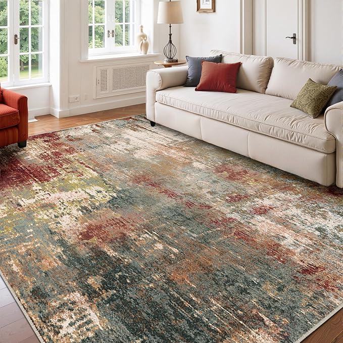 Washable Area Rugs 9'x12' Non-Slip Modern Abstract Soft - Image 8