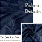 Lecloud Leia Navy Blue Sheer Cafe Curtains 24 Inch Length 2 Pieces, Jacquard - Image 8
