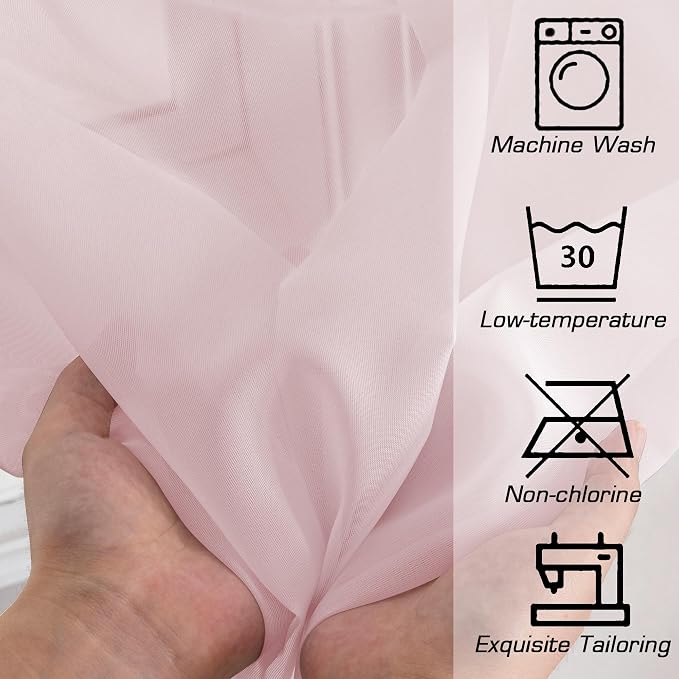 OWENIE Sheer Curtain 72 Inches Long 2 Panels Set, Elegant Airy Transparent Rod - Image 5