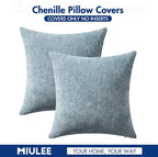 MIULEE Pack of 2 Euro Sham Pillow Covers 24x24 Inch Coastal Smoke Blue Modern - Image 7
