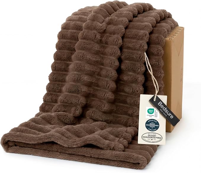 Bedsure GentleSoft Brown Fleece Blanket by BEDSURE