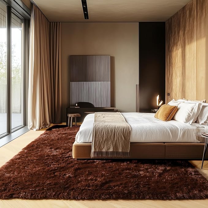 ONASAR Brown Rugs for Living Room Bedroom, 5x8 Fluffy Bedside Area Rug - Image 4