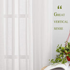 NICETOWN White Sheer Curtains 63 inch Length, Grommet Linen Blend Textured Semi - Image 5