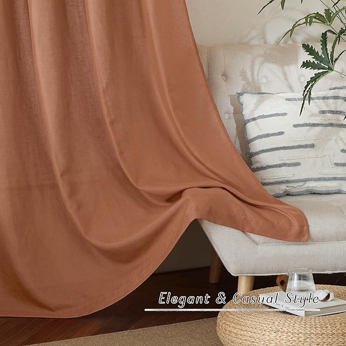 NICETOWN Caramel Short Linen Curtains - Image 6