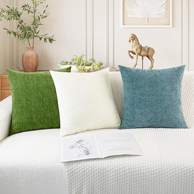 CaliTime Throw Pillow Covers Decorative 16 X 16 Inches Pack of 2 Cozy Chenille - Image 5
