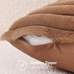 decorUhome Cozy Faux Fur Throw Pillow Covers 24x24 Set of 2 Decorative Soft - Image 8