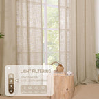LAMIT 102 Inch Length Light Filtering Sheer Linen Curtains, Linen Textured Semi - Image 4