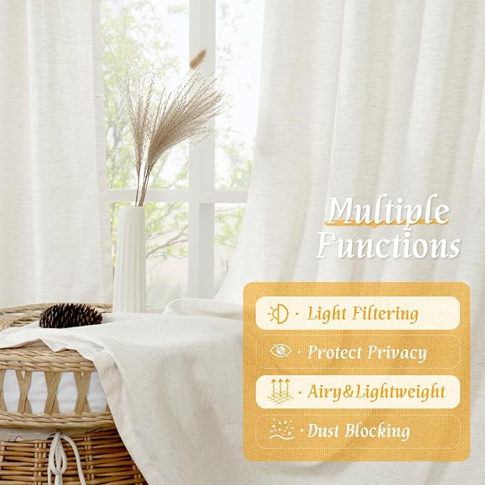 LAMIT Faux Linen 63 Inch Curtains - Image 9