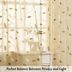 MIULEE Beige Sheer Kitchen Curtains 30x36 Inches Length 2 Panels Embroidered - Image 5