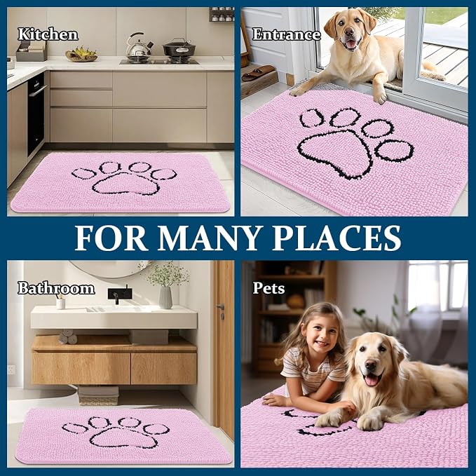 OLANLY Dog Door Mat for Muddy Paws 48x30, Paw Print Design, Absorbs Moisture - Image 8
