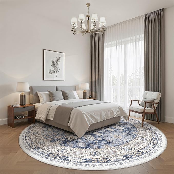 zesthome 9ft Round Rugs for Living Room, Non-Slip Washable Round Area Rugs - Image 8