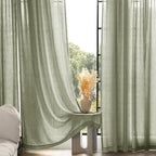 Linen Blend Sage Green Curtains 120 inch Length 2 Panels - Image 7