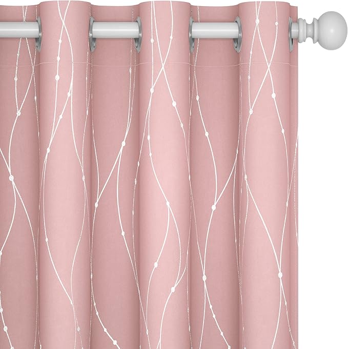 Deconovo Pink Curtains, Thermal Insulated Soundproof Curtain, 52 x 63 Inch Long by Deconovo