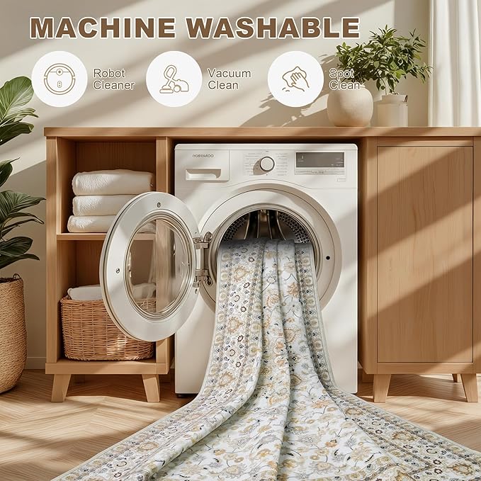 6x9 Area Rugs Living Room Rug: Washable Vintage Boho Rug No Slip Stain - Image 8