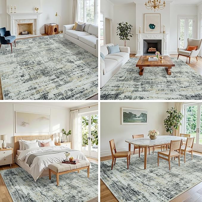 8x10 Area Rugs for Living Room Washable Rug: Anti-Skid Abstract Modern Living - Image 3