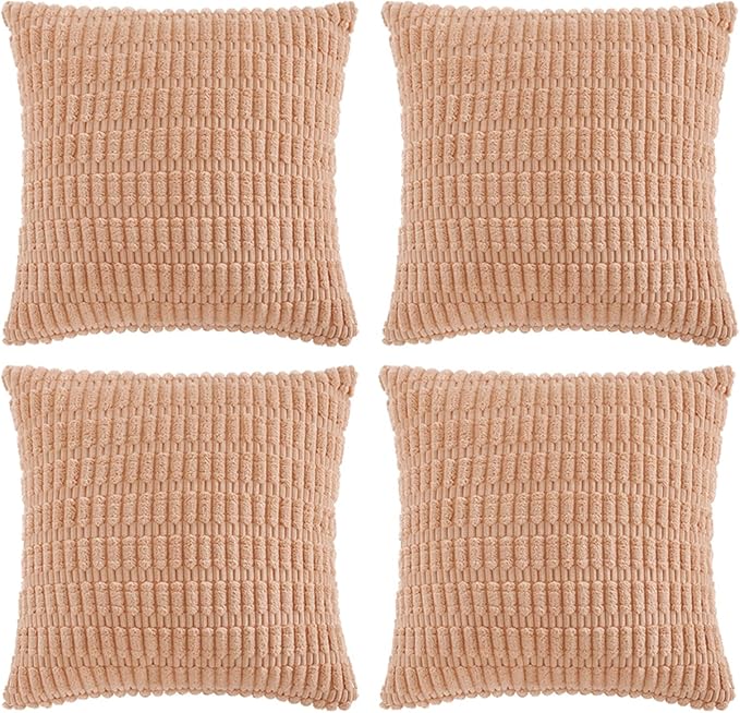 Fancy Homi 4 Packs Peach Decorative Throw Pillow Covers 22x22 Inch by Fancy+Homi