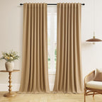 Guken 100% Blackout Linen Curtains 84 Inch Length 2 Panels Set by Guken