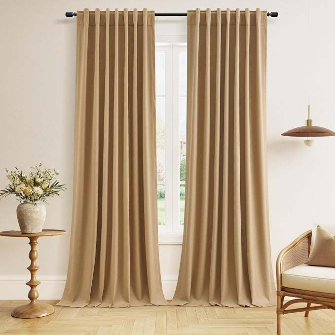 Guken 100% Blackout Linen Curtains 84 Inch Length 2 Panels Set by Guken