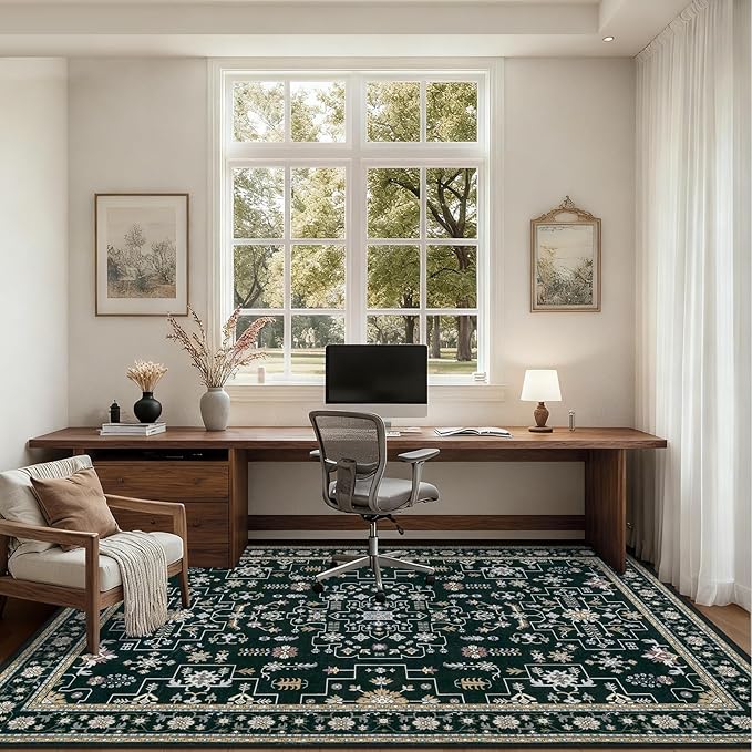 6x9 Area Rugs Living Room Rug: Washable Vintage Boho Medallion Rug No Slip - Image 6