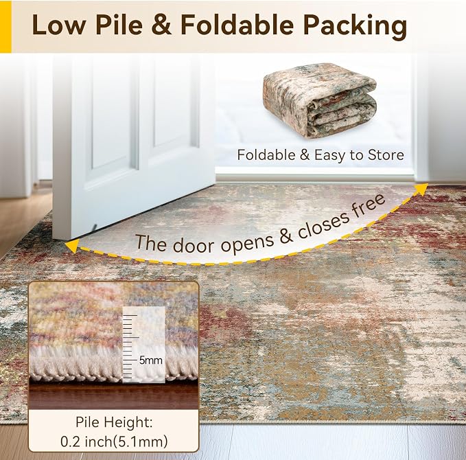 Washable Area Rugs 9'x12' Non-Slip Modern Abstract Soft - Image 6