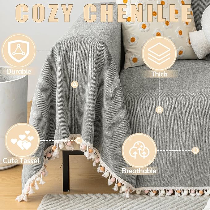HANDONTIME Couch Slipcovers for Sofas Dark Grey Couches Cover Sofa Cover for - Image 2