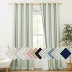 NICETOWN Cold Reducing Full Blackout Sage Green Linen Curtains 108 inches Length by NICETOWN