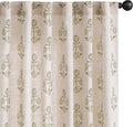 jinchan Linen Floral Curtains for Living Room 63 Inch Length Green Flower by JINCHAN