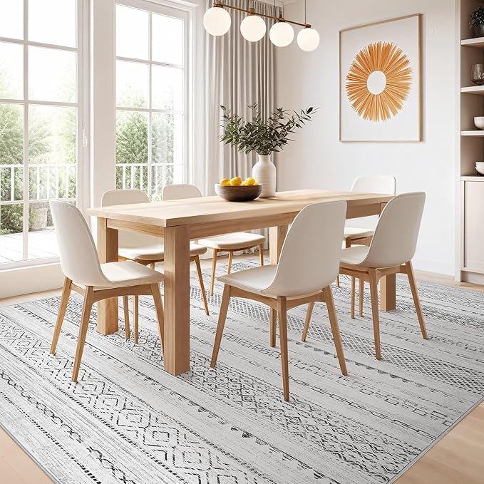 Nakagishi Area Rug Living Room Rugs: 5x7 Machine Washable Boho Large Neutral - Image 8