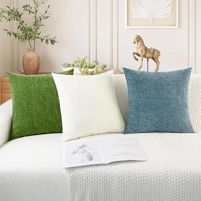 CaliTime Throw Pillow Covers Decorative 20 X 20 Inches Pack of 2 Cozy Chenille - Image 5
