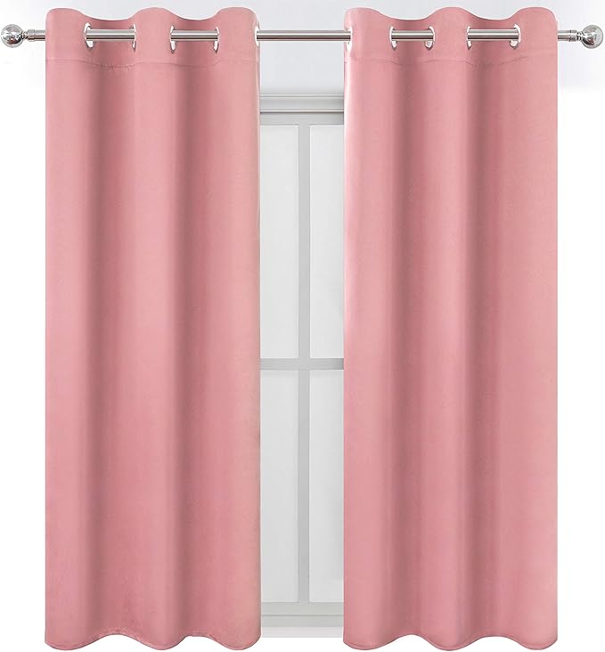 LEMOMO Pink Blackout Curtains 34 x 63 Inch Length/Set of 2 Curtain - Image 2