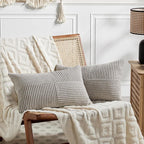 Fancy Homi 2 Packs Neutral Grey Lumbar Decorative Throw Pillow Covers 12x24 Inch by Fancy+Homi