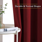 NICETOWN Burgundy Red Curtains 96 inches Long, Grommet Thermal Insulated - Image 5
