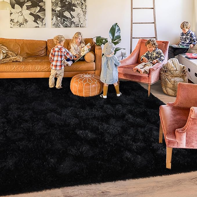 8x10 Area Rugs for Living Room, Ultra Soft Large Shag Black Bedroom Rug Upgrade - Image 6