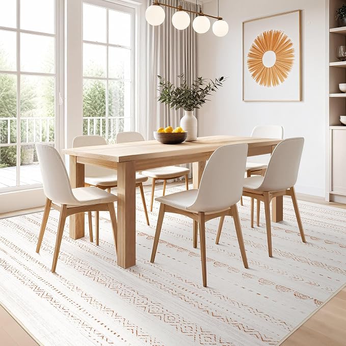 Nakagishi 10x13 Area Rugs Living Room: Washable Boho Large Neutral Soft - Image 7