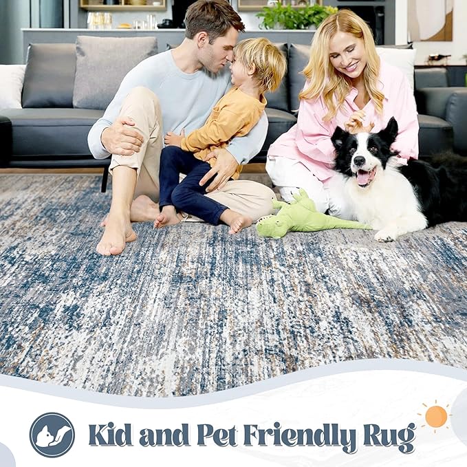 XLUEZ 5x7 Area Rugs for Living Room, Washable Modern Abstract Large Area Rug - Image 3