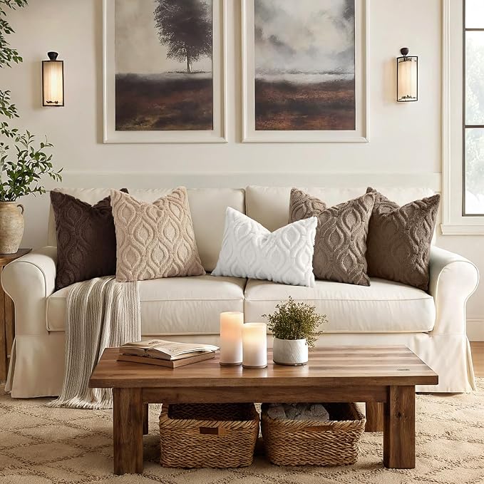 decorUhome Throw Pillow Covers 18x18 Inch Set of 2, Soft Plush Faux Wool Light - Image 3