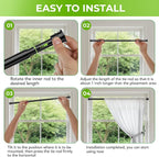 2 Pack No Drill Tension Curtain Rods 28 to 41 Inch Black Small Curtain Rod - Image 8