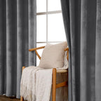 MIULEE 2 Panels Blackout Velvet Curtains Solid Soft Grommet Grey Curtains - Image 5